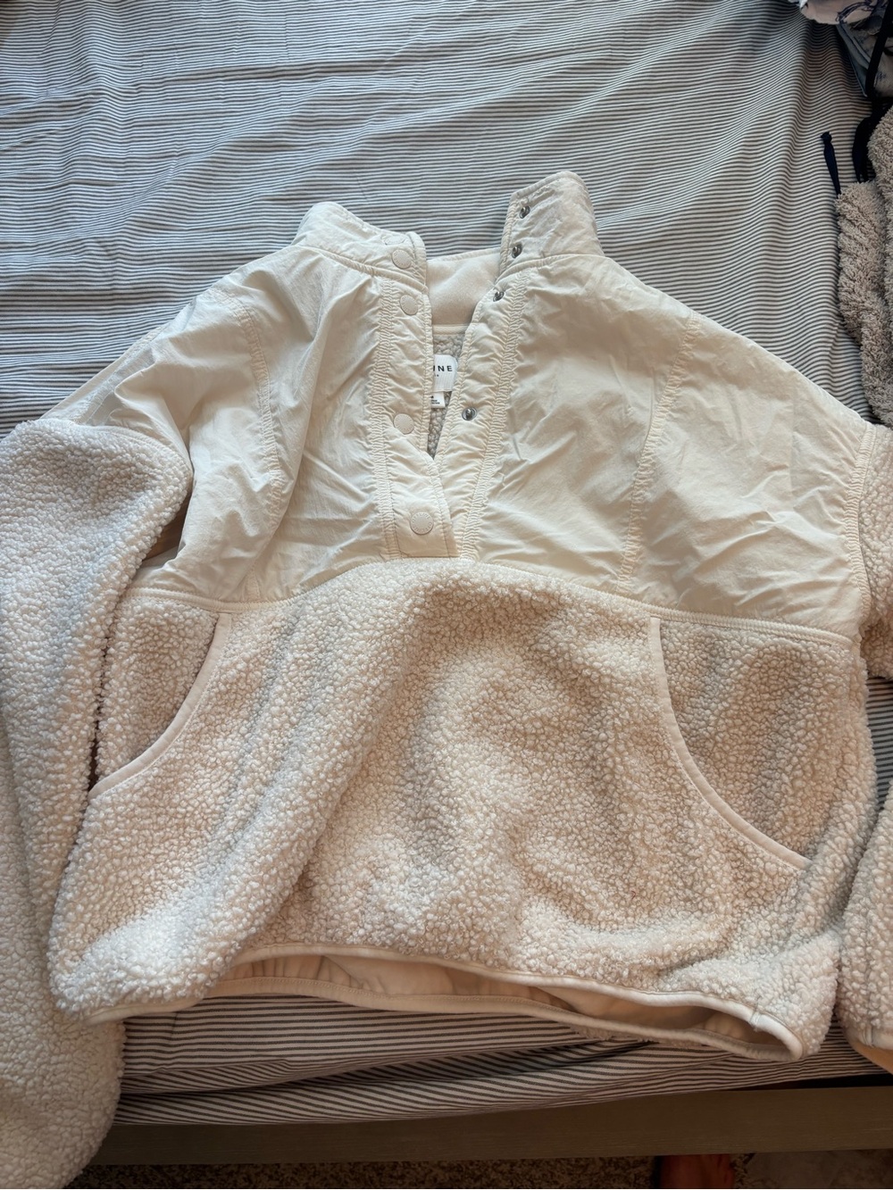 aerie Cream Sherpa Snap-Front Pullover Jacket